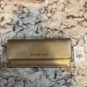 Michael Kors Metallic Gold Saffiano Leather Continental Wallet